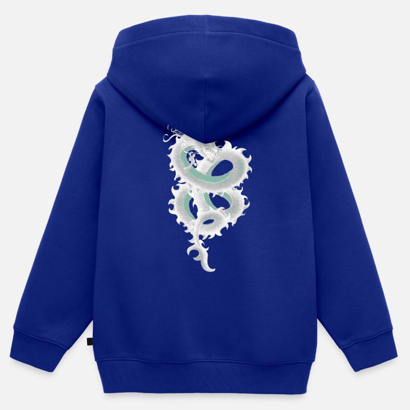 Dragons - Sweat Premium à capuche zippé enfant bio - bleu roi
