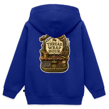 THREAD WRAP HOUR - Kids Premium Organic Zip-up Hoodie - royal blue - Back - AI Model Kid Male (0cm)