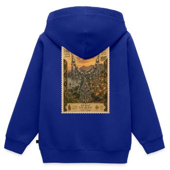 Bijoux Berbères sur Kabylie - Sweat Premium à capuche zippé enfant bio - bleu roi - Dos - AI Model Kid Male (0cm)