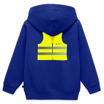 Gilet de sécurité pour les gilets jaunes Protest Yellow West - Sweat Premium à capuche zippé enfant bio - bleu roi - Dos - AI Model Kid Male (0cm)