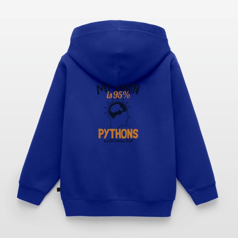 My Brain is 95% Pythons Python Snake Banana Kids Premium Organic Zip-up Hoodie