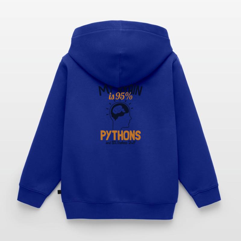 My Brain is 95% Pythons Python Snake Banana Kids Premium Organic Zip-up Hoodie