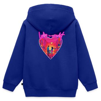 L’amour unit - Sweat Premium à capuche zippé enfant bio - bleu roi - Dos - AI Model Kid Male (0cm)