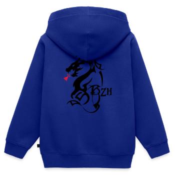 Stammes-Drache bzh Hermine Breton - Kinder Premium Organic Zip Hoodie - Royalblau - Hinten - AI Model Kid Male (0cm)