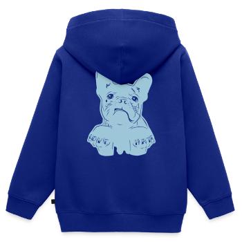 Hamburger Underdog / Love and Hate / Hund / Mops - Kinder Premium Organic Zip Hoodie - Royalblau - Hinten - AI Model Kid Male (0cm)