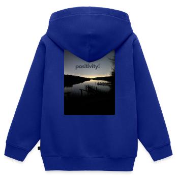 Positivité Vue sur le lac - Sweat Premium à capuche zippé enfant bio - bleu roi - Dos - AI Model Kid Male (0cm)