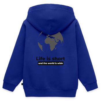 Life is short World - Kinder Premium Organic Zip Hoodie - Royalblau - Hinten - AI Model Kid Male (0cm)