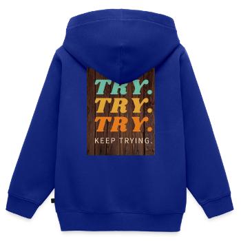 Try - Kids Premium Organic Zip-up Hoodie - royal blue - Back - AI Model Kid Male (0cm)