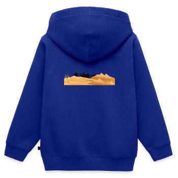 Desert - Sweat Premium à capuche zippé enfant bio - bleu roi - Dos - AI Model Kid Male (0cm)