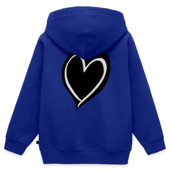 Cœur noir et blanc - Sweat Premium à capuche zippé enfant bio - bleu roi - Dos - AI Model Kid Male (0cm)