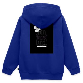 Faith trust loyal 3 - Kinder Premium Organic Zip Hoodie - Royalblau - Hinten - AI Model Kid Male (0cm)