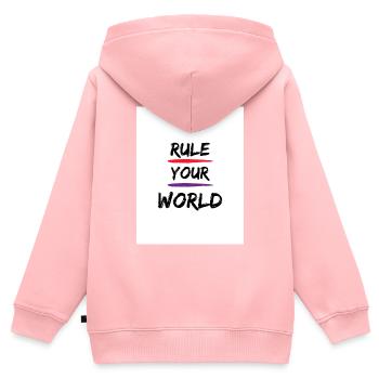 Regiere deine Welt - Kinder Premium Organic Zip Hoodie - Rosa - Hinten - AI Model Kid Female (0cm)