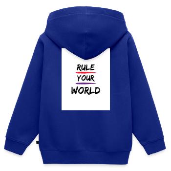 Regiere deine Welt - Kinder Premium Organic Zip Hoodie - Royalblau - Hinten - AI Model Kid Male (0cm)