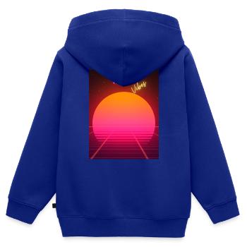 RETRO-VIBES - Kinder Premium Organic Zip Hoodie - Royalblau - Hinten - AI Model Kid Male (0cm)