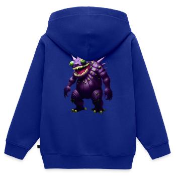 Purple Green Monster - Kinder Premium Organic Zip Hoodie - Royalblau - Hinten - AI Model Kid Male (0cm)