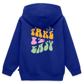 Take it Easy - Kinder Premium Organic Zip Hoodie - Royalblau - Hinten - AI Model Kid Male (0cm)