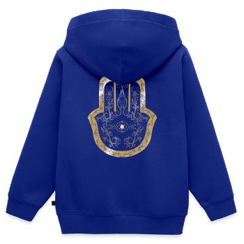 Hamsa Hand von Fatima Gold - Kinder Premium Organic Zip Hoodie - Royalblau - Hinten - AI Model Kid Male (0cm)
