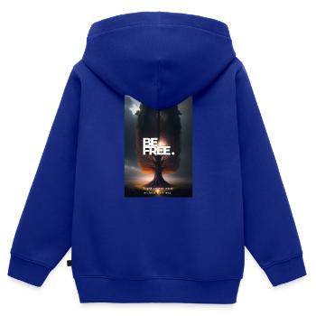 Licht kann nicht ohne Dunkelheit existieren - Kinder Premium Organic Zip Hoodie - Royalblau - Hinten - AI Model Kid Male (0cm)