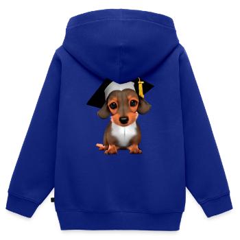 Bachelor Studium Dachshund Hunde Schulabschluss - Kinder Premium Organic Zip Hoodie - Royalblau - Hinten - AI Model Kid Male (0cm)