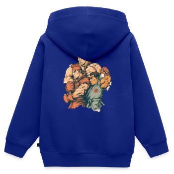 Mutiges Streetfighter-Design für Kampffans - Kinder Premium Organic Zip Hoodie - Royalblau - Hinten - AI Model Kid Male (0cm)