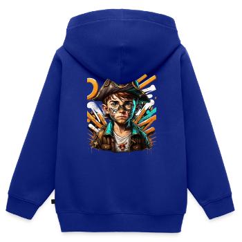 PiratBoy - Kinder Premium Organic Zip Hoodie - Royalblau - Hinten - AI Model Kid Male (0cm)