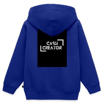 CashCreator - Kinder Premium Organic Zip Hoodie - Royalblau - Hinten - AI Model Kid Male (0cm)