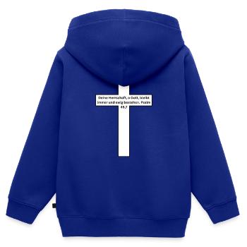 Bibelvers - Psalm 45:7 - Kinder Premium Organic Zip Hoodie - Royalblau - Hinten - AI Model Kid Male (0cm)
