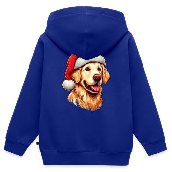 Golden Retriever Wearing Santa's Hat - Kids Premium Organic Zip-up Hoodie - royal blue - Back - AI Model Kid Male (0cm)