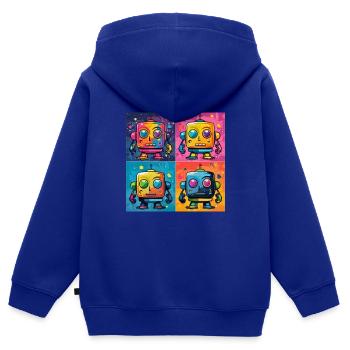 Verspielter Bot: Ein Pop-Art-Fusionsroboter. - Kinder Premium Organic Zip Hoodie - Royalblau - Hinten - AI Model Kid Male (0cm)