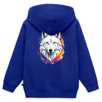 Loup arctique - Sweat Premium à capuche zippé enfant bio - bleu roi - Dos - AI Model Kid Male (0cm)