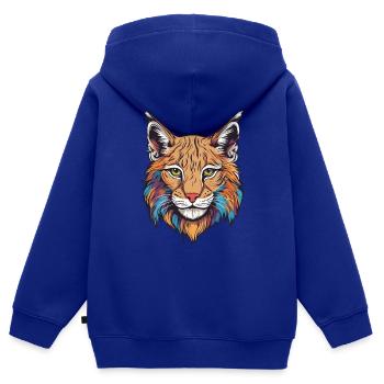 Luchs-Katze - Kinder Premium Organic Zip Hoodie - Royalblau - Hinten - AI Model Kid Male (0cm)