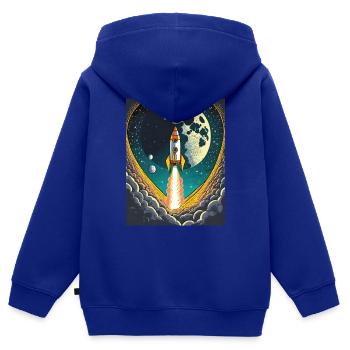 Emmenez-moi sur la lune Démarrage d’une fusée spatiale vintage - Sweat Premium à capuche zippé enfant bio - bleu roi - Dos - AI Model Kid Male (0cm)