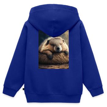 Niedliche Tiere im Winterschlaf – Murmeltier - Kinder Premium Organic Zip Hoodie - Royalblau - Hinten - AI Model Kid Male (0cm)