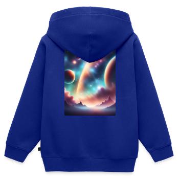 Weltraum - Kinder Premium Organic Zip Hoodie - Royalblau - Hinten - AI Model Kid Male (0cm)