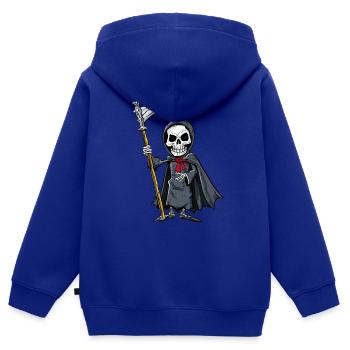 der kleine Tod persönlich- Sensemann - Kinder Premium Organic Zip Hoodie - Royalblau - Hinten - AI Model Kid Male (0cm)