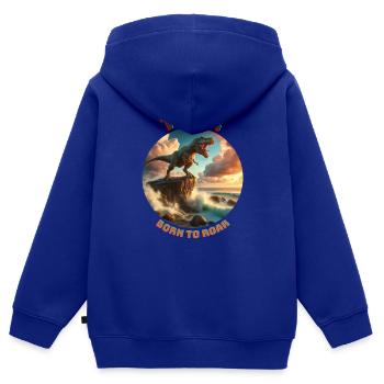 T Rex11 - Sweat Premium à capuche zippé enfant bio - bleu roi - Dos - AI Model Kid Male (0cm)