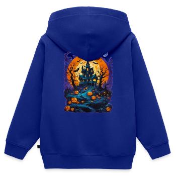 Hexenhaus mit Fledermäusen - Kinder Premium Organic Zip Hoodie - Royalblau - Hinten - AI Model Kid Male (0cm)
