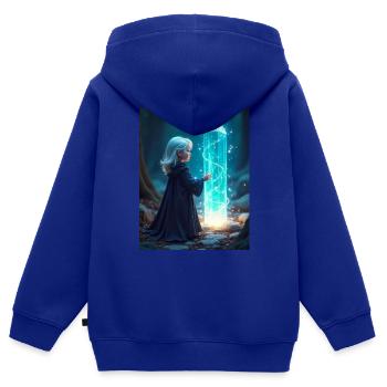 Kinderkleidung - Kinder Premium Organic Zip Hoodie - Royalblau - Hinten - AI Model Kid Male (0cm)