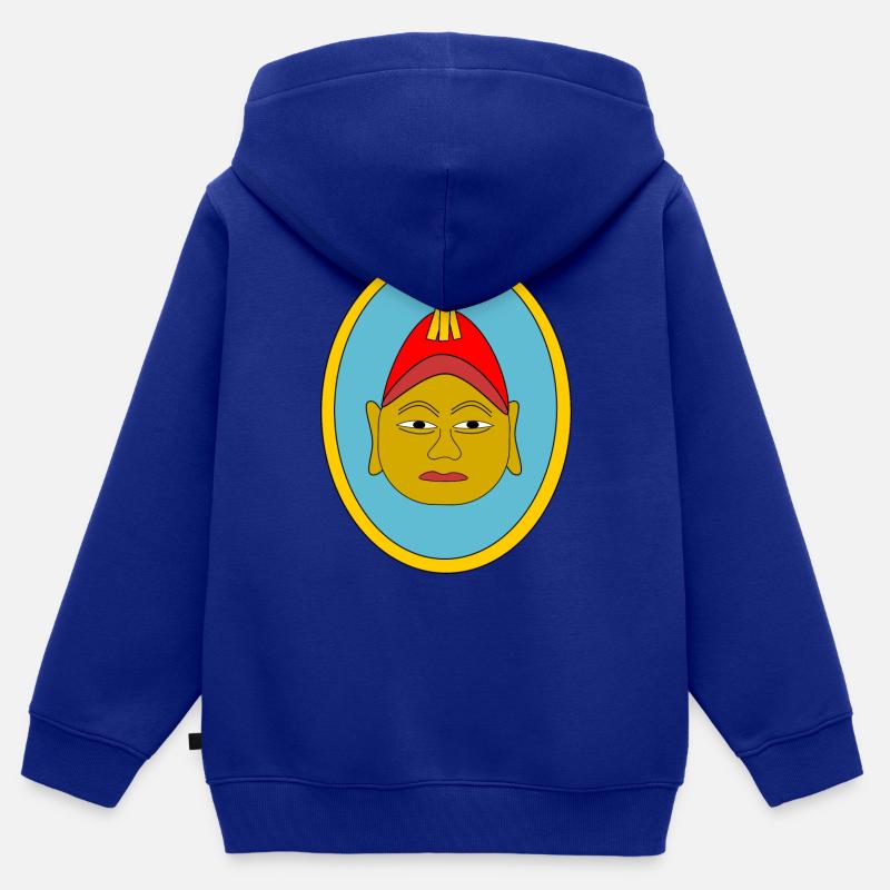 Portrait Chinois - Sweat Premium à capuche zippé enfant bio - bleu roi