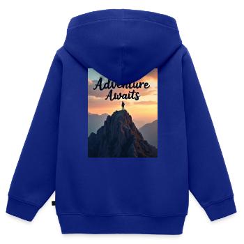 Das Abenteuer wartet - Kinder Premium Organic Zip Hoodie - Royalblau - Hinten - AI Model Kid Male (0cm)
