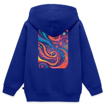 Abstraction cosmique - Sweat Premium à capuche zippé enfant bio - bleu roi - Dos - AI Model Kid Male (0cm)