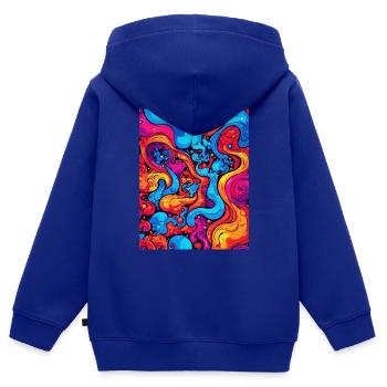Art abstrait des tourbillons colorés - Sweat Premium à capuche zippé enfant bio - bleu roi - Dos - AI Model Kid Male (0cm)