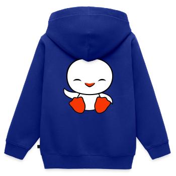 Ente sitzt freundlich glücklich Begrüßung Winken - Kinder Premium Organic Zip Hoodie - Royalblau - Hinten - AI Model Kid Male (0cm)