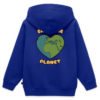 save the planet - Kinder Premium Organic Zip Hoodie - Royalblau - Hinten - AI Model Kid Male (0cm)