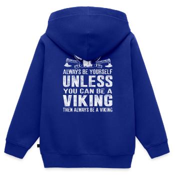 Sei immer ein Wikinger Viking - Kinder Premium Organic Zip Hoodie - Royalblau - Hinten - AI Model Kid Male (0cm)