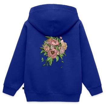 Les fleurs sont le sourire de la terre. Ralph Waldo Emer - Sweat Premium à capuche zippé enfant bio - bleu roi - Dos - AI Model Kid Male (0cm)