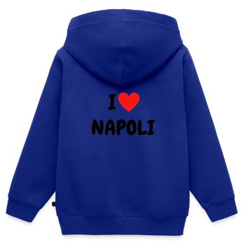NEAPEL - Kinder Premium Organic Zip Hoodie - Royalblau - Hinten - AI Model Kid Male (0cm)