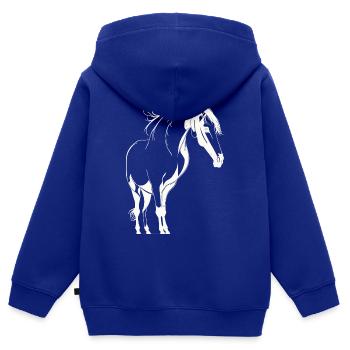 Cheval majestueux - Sweat Premium à capuche zippé enfant bio - bleu roi - Dos - AI Model Kid Male (0cm)