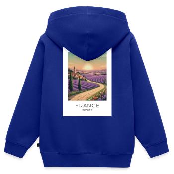 Lavendelfeld Provence France - Kinder Premium Organic Zip Hoodie - Royalblau - Hinten - AI Model Kid Male (0cm)
