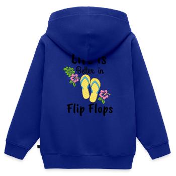 la vie est meilleure en tongs - Sweat Premium à capuche zippé enfant bio - bleu roi - Dos - AI Model Kid Male (0cm)